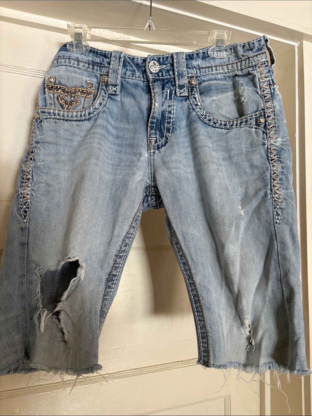 Rock Revival Distressed Light Wash Denim Cutoff Shorts